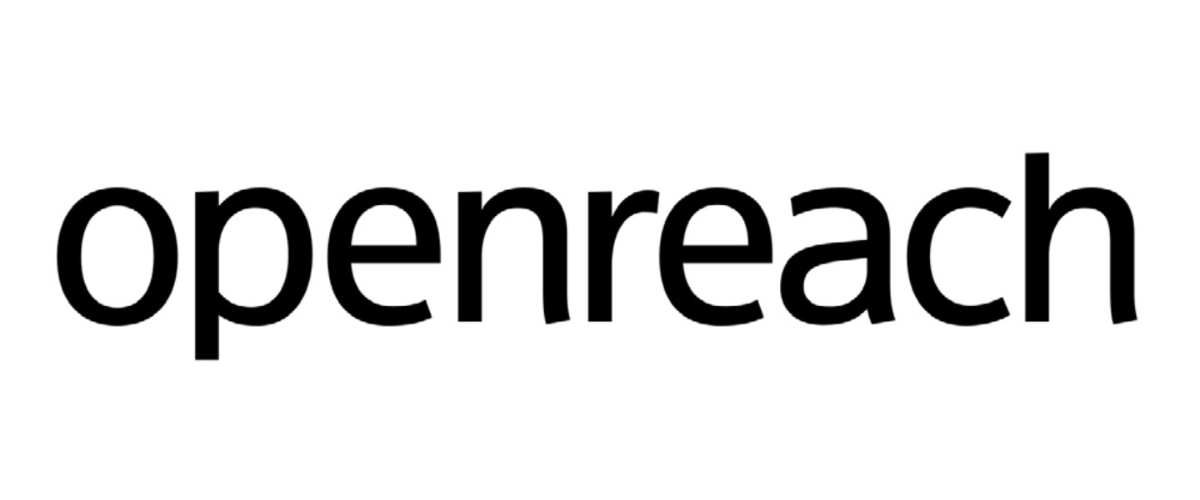 Black and white logo for "Openreach"