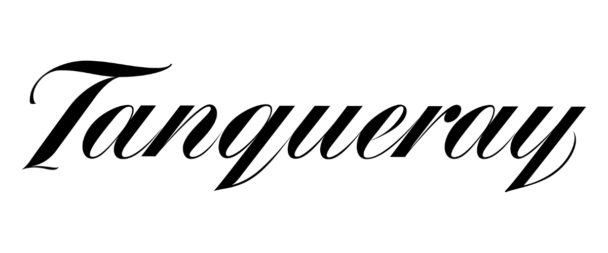 Black and white logo for "Tanqueray"