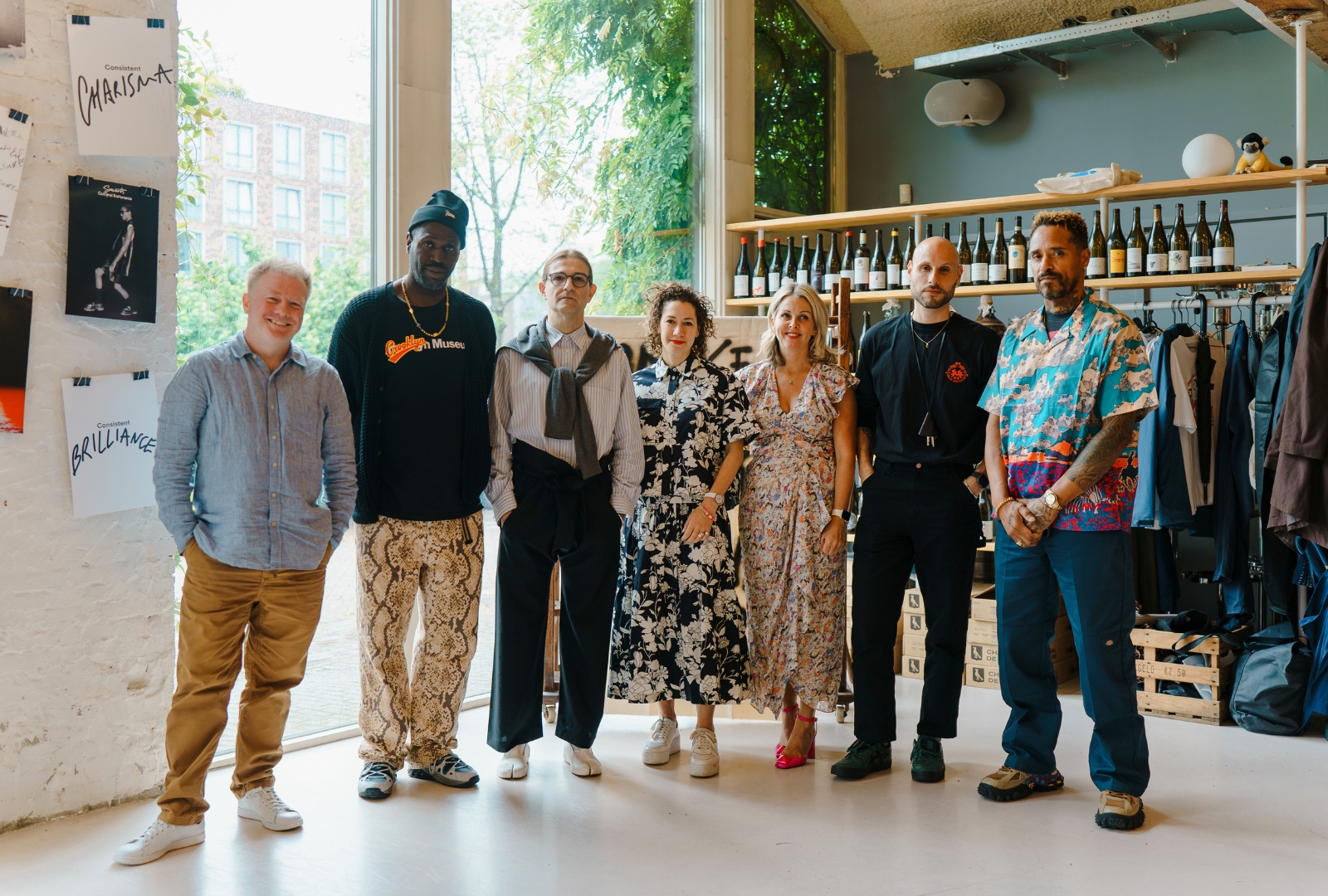 Left to right - Colin Corbridge, Group Head of Creative & Strategy, Smarts; Guillaume Schmidt, Co-Founder, Patta; Christopher di Pietro, Global Brand Director, Vivienne Westwood; Eleanor Lloyd Malcolm, Co-Managing Director, Freemavens; Leanne Scott, Managing Partner Amsterdam, Smarts; Stefanos Constantinou, Brand Partnerships & General Manage, Highsnobiety; Dio Kurazawa, Co-Founder, The Bear Scouts.